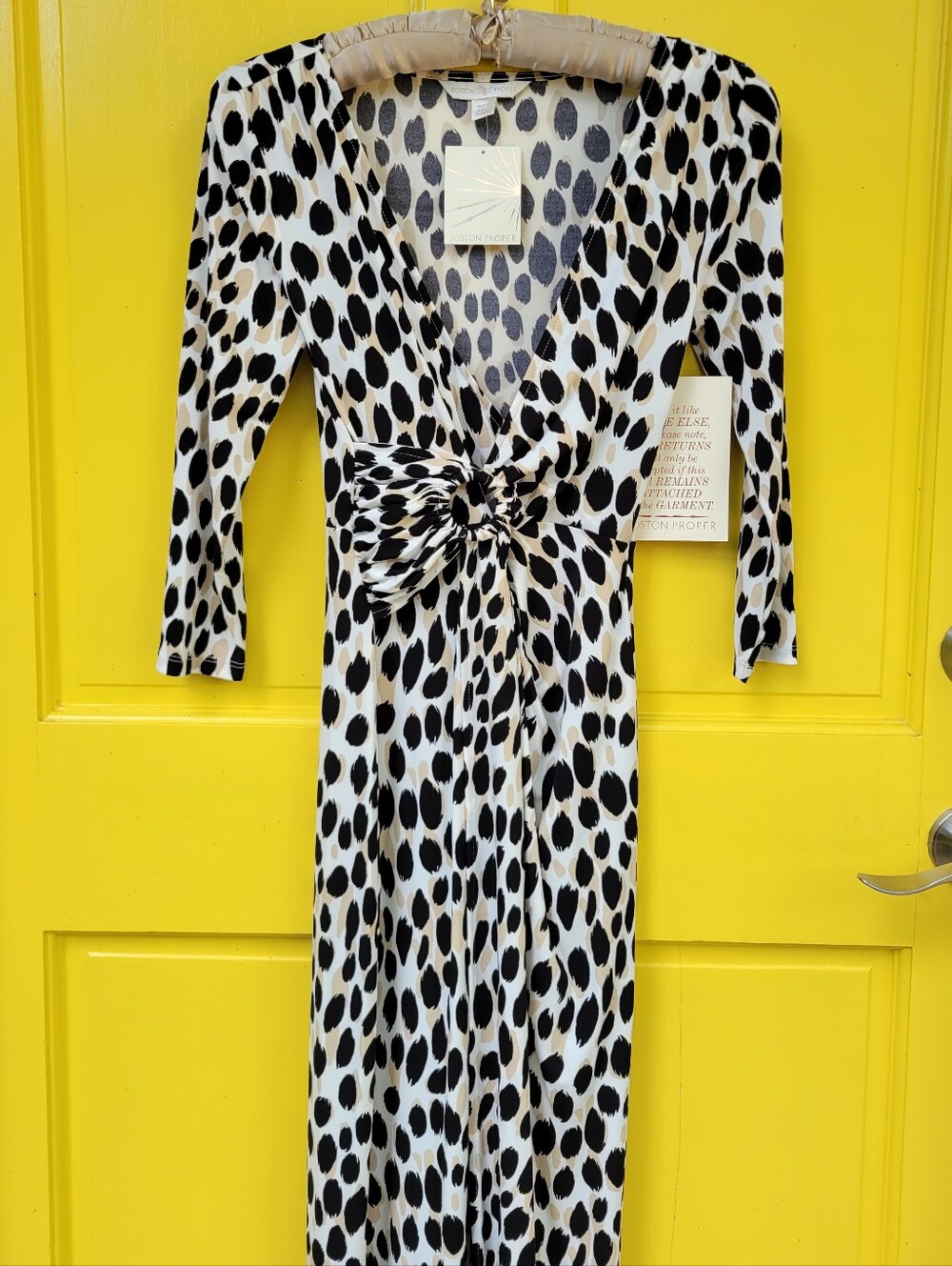NWT Boston Proper Animal Print Maxi Dress Ring Detail Long Sleeve Beige Multi Si - Picture 9 of 13